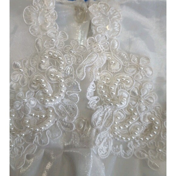 Vintage White Ruffled Lace Sequin 12-15 Mos Christening Dress Size 1 Flower Girl - Picture 3 of 9